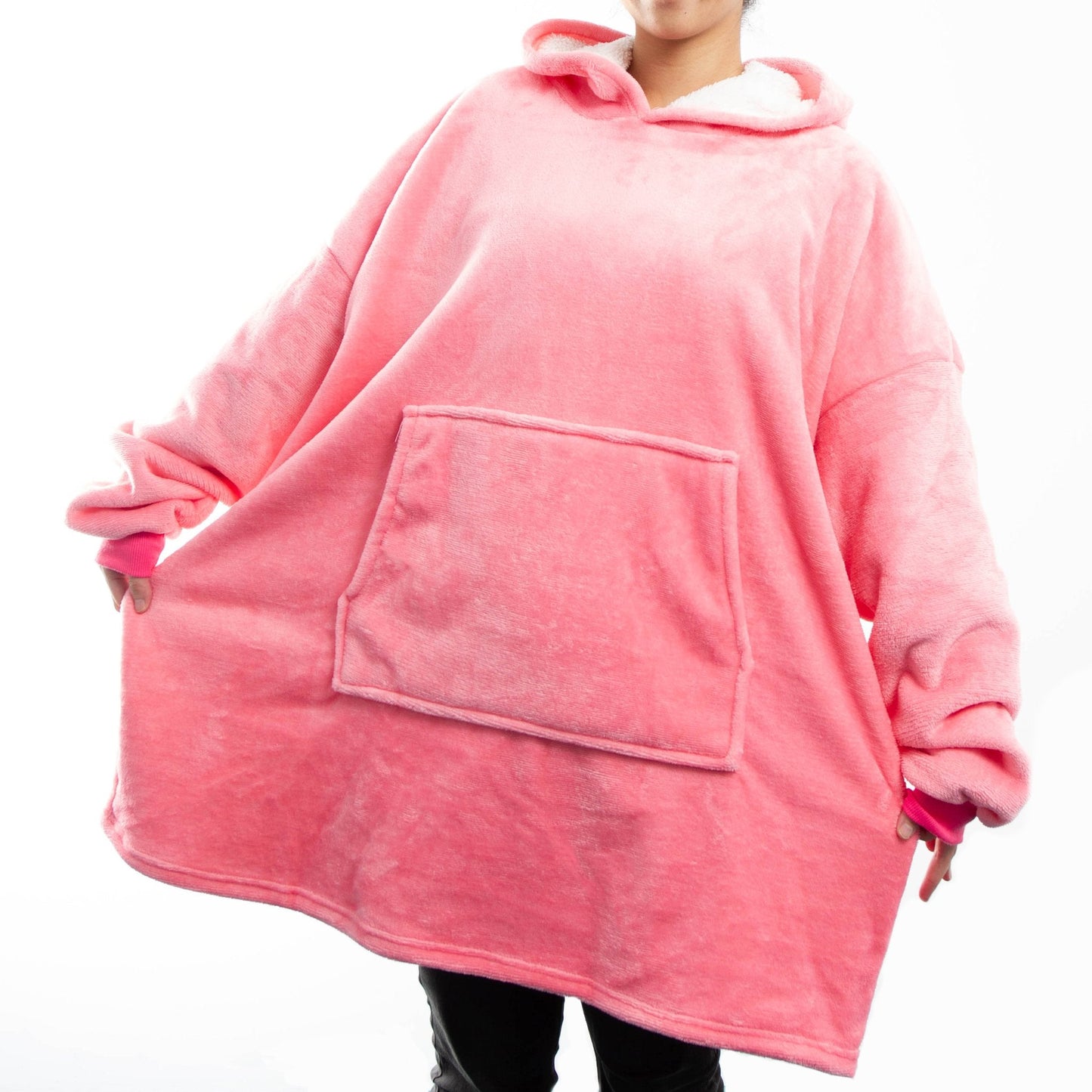 Hoodie Blanket Oversized Ultra Soft Plush Sherpa Fleece Wearable Warm Throw Blanket Cosy Giant Sweatshirt