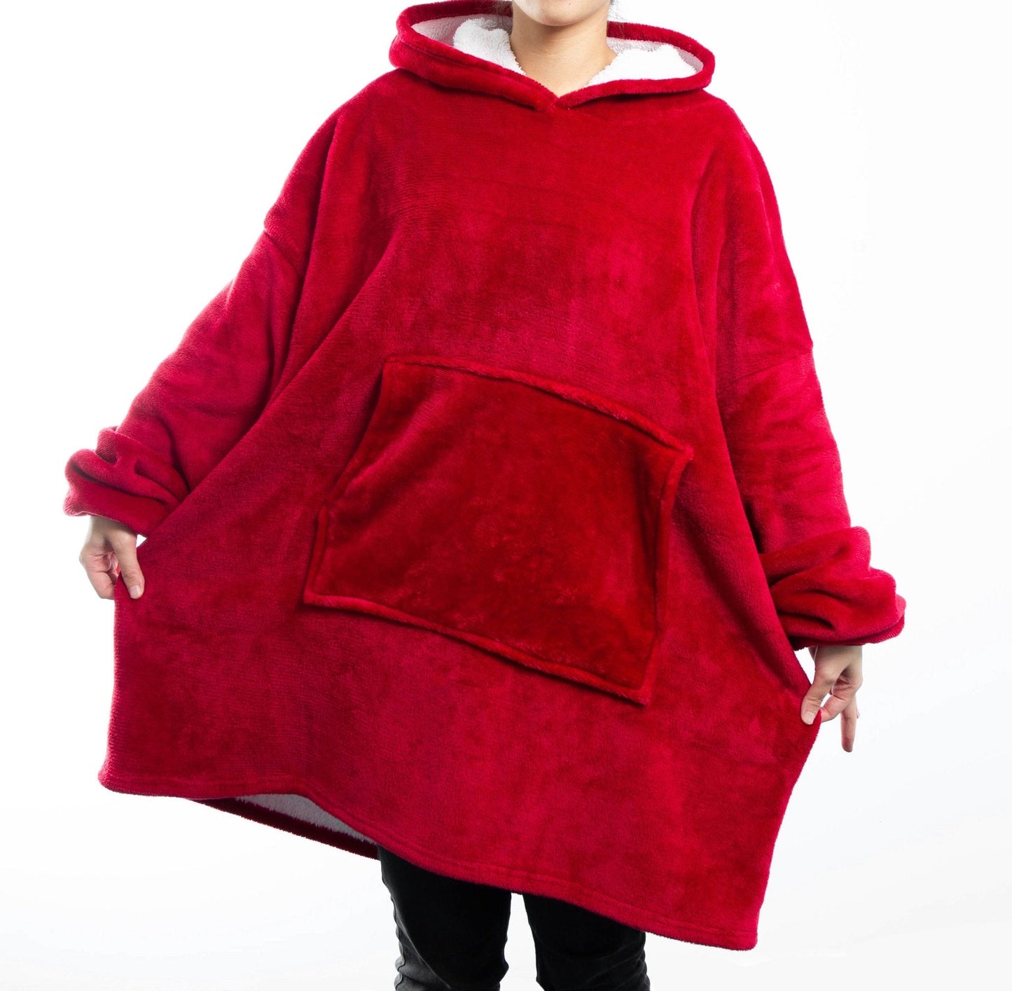 Hoodie Blanket Oversized Ultra Soft Plush Sherpa Fleece Wearable Warm Throw Blanket Cosy Giant Sweatshirt