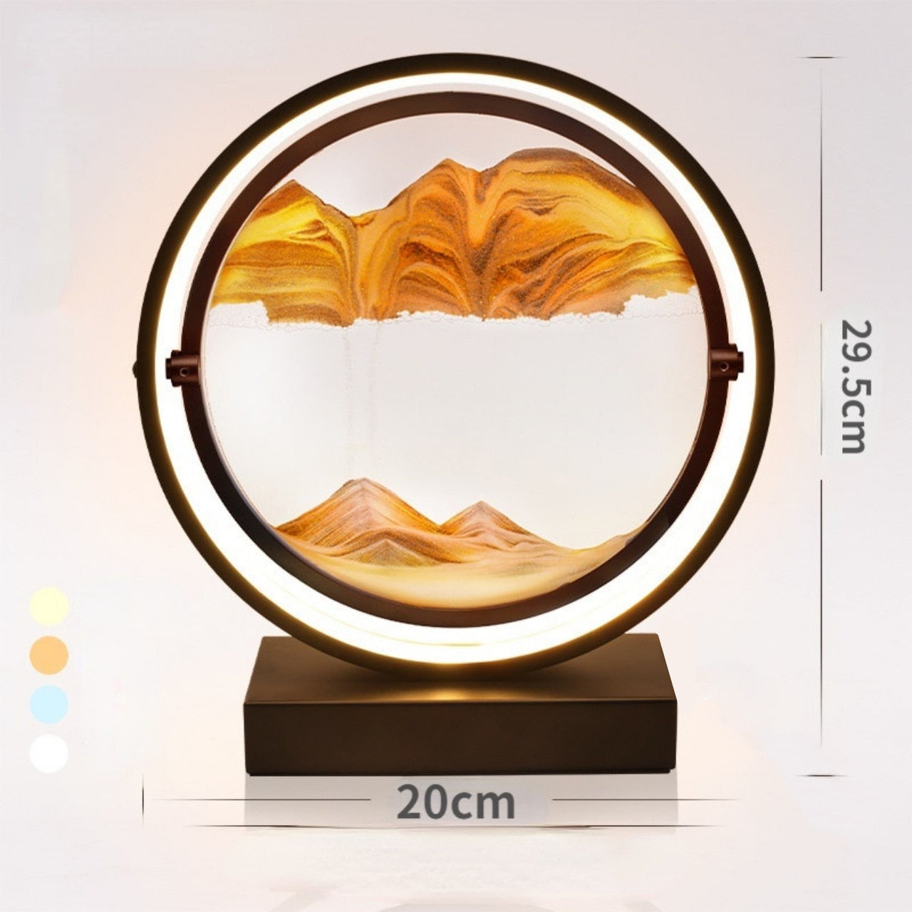 Flowing Sand Table Lamp 360 Rotatable Moving Sand Decorative Art with Metal Frame LED Light