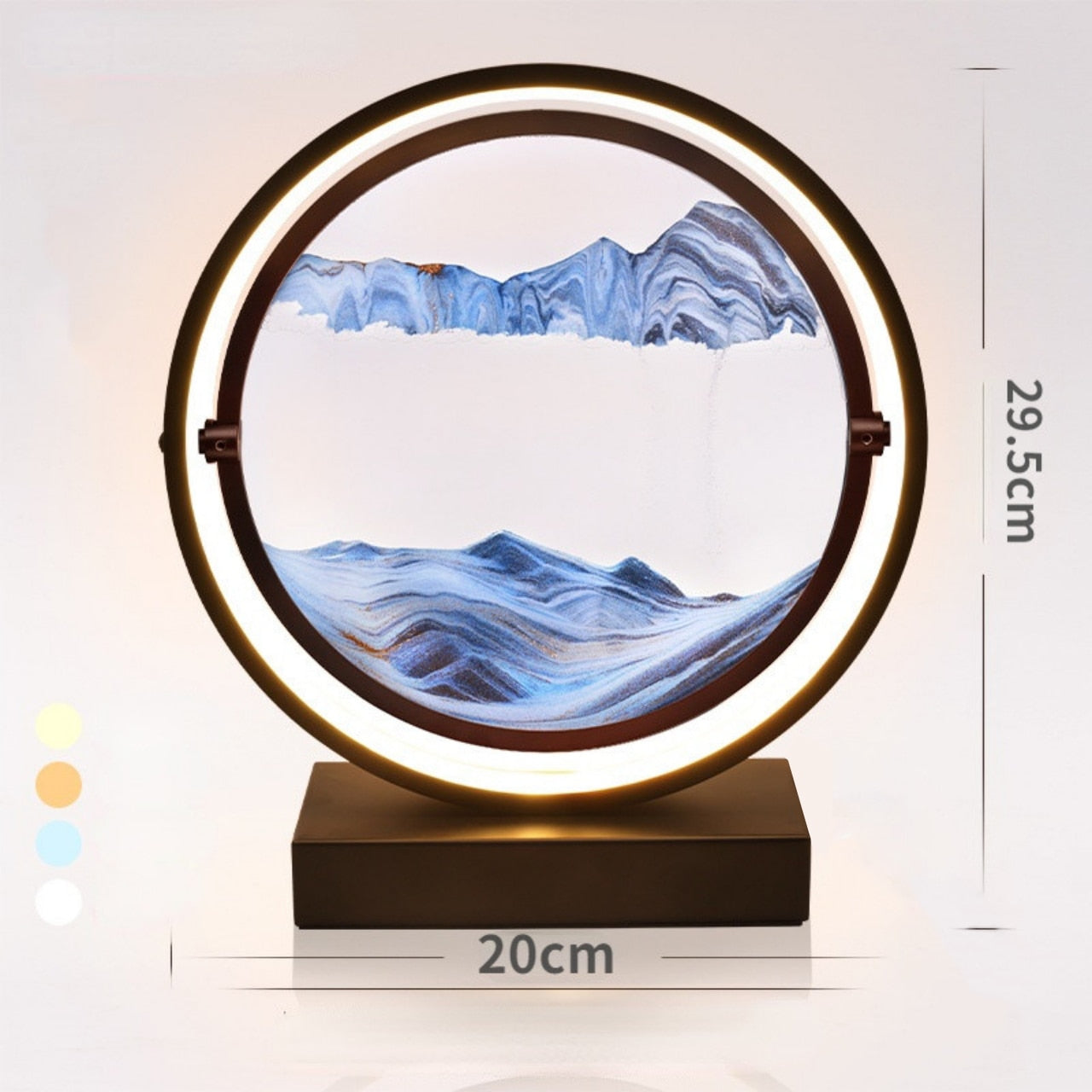 Flowing Sand Table Lamp 360 Rotatable Moving Sand Decorative Art with Metal Frame LED Light