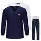 Unisex Scrub Set: V-Neck Top + Pants | Long-Sleeved Doctor Nurse Clothes Overalls