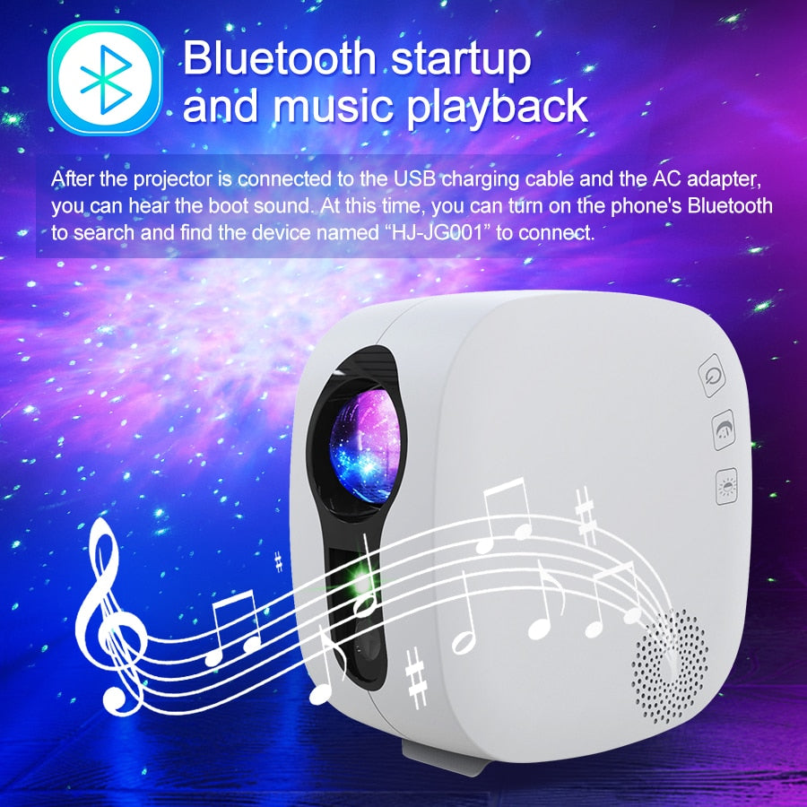 Starry Sky Projector with Bluetooth Speaker and LED Night Light