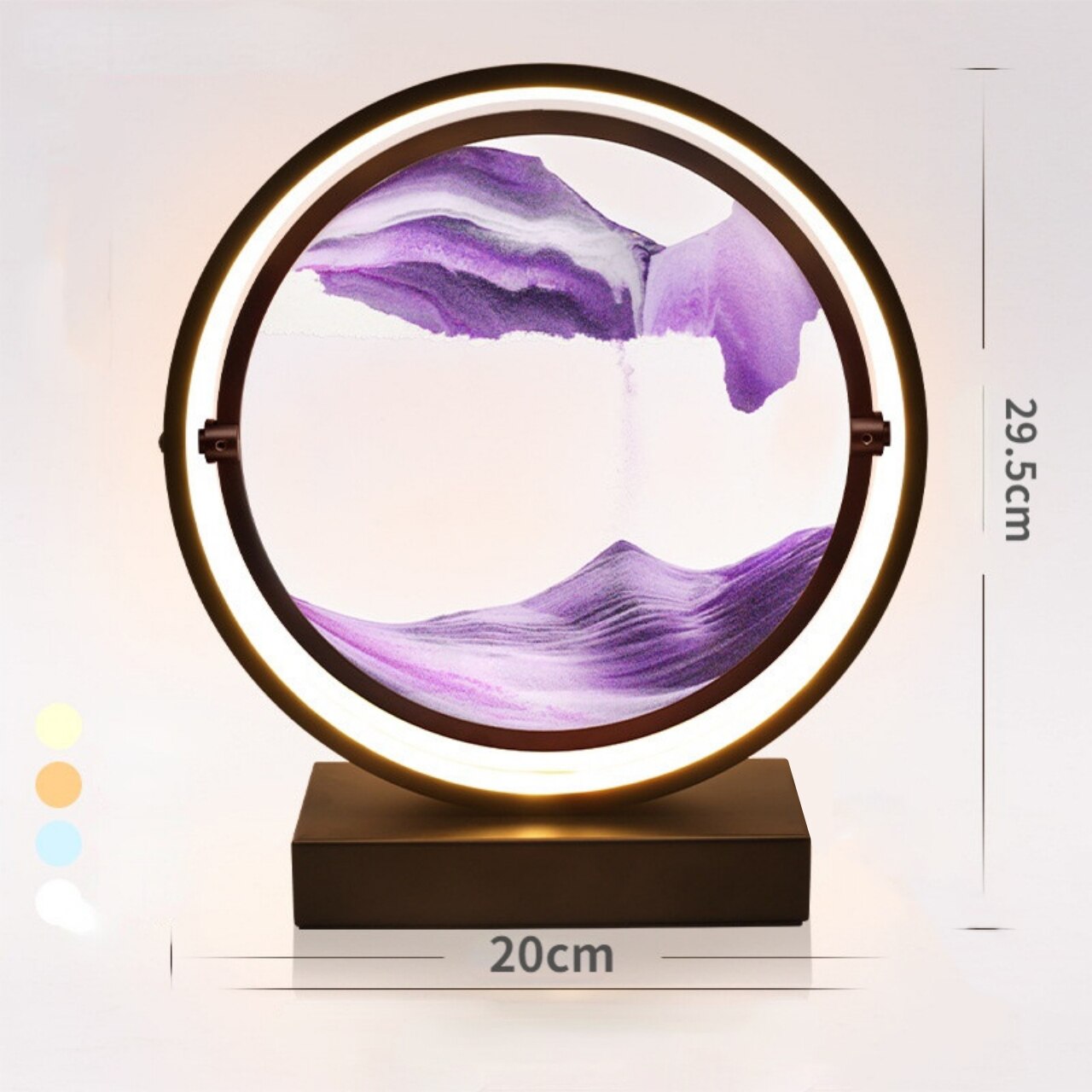 Flowing Sand Table Lamp 360 Rotatable Moving Sand Decorative Art with Metal Frame LED Light