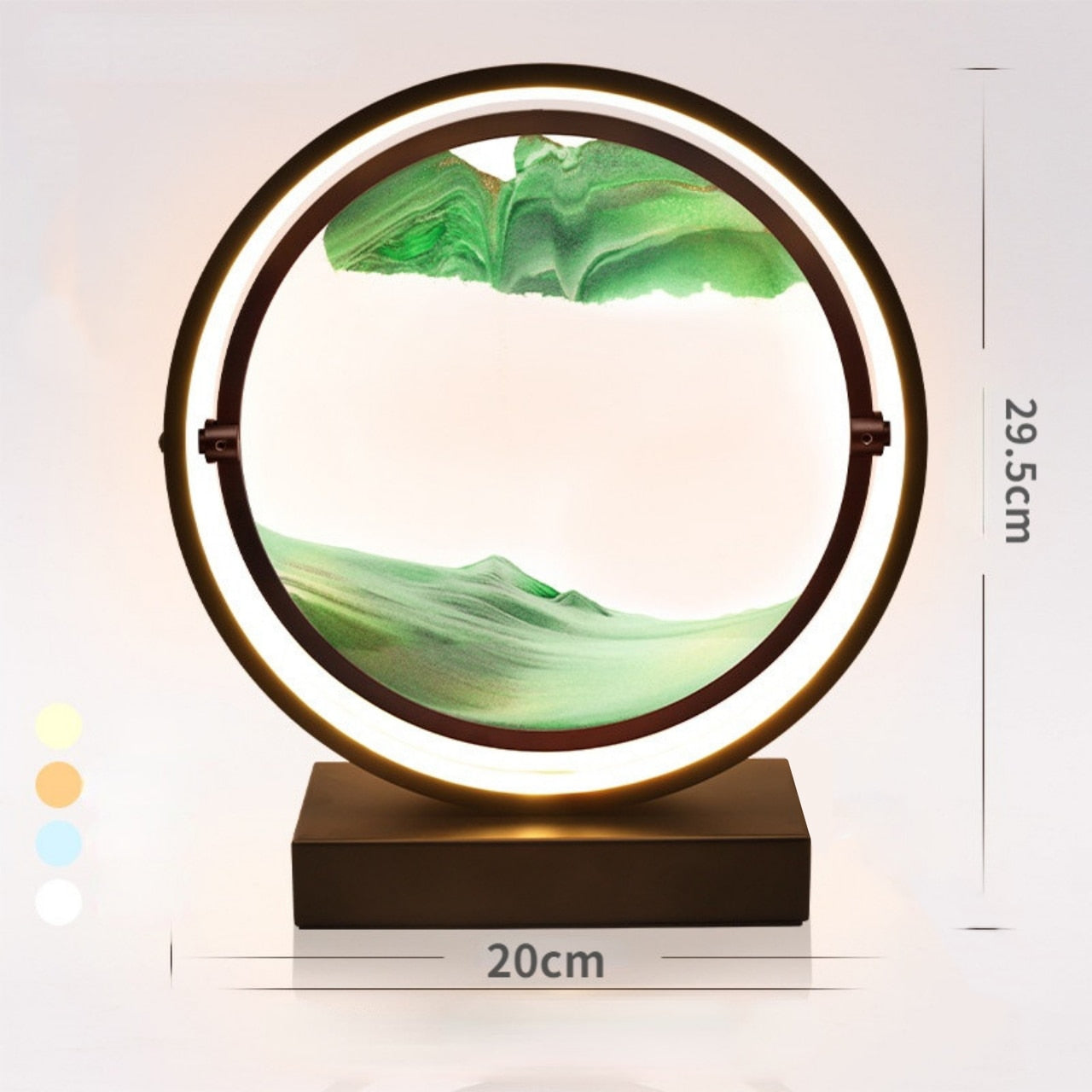 Flowing Sand Table Lamp 360 Rotatable Moving Sand Decorative Art with Metal Frame LED Light