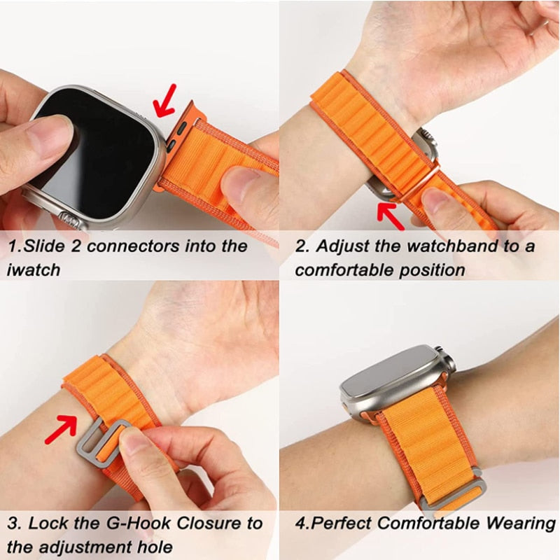 Loop Nylon Band For Apple Watch - Compatible with 49mm to 38mm sizes