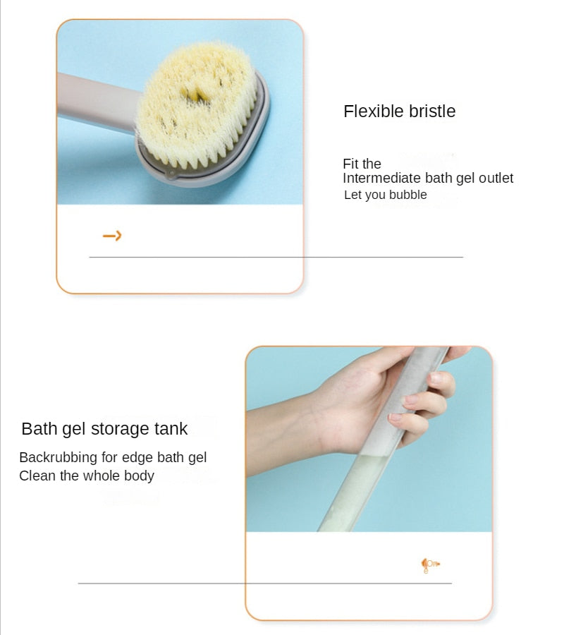 Long Handle Liquid Bath Brush - Exfoliate and Cleanse Skin for the Ultimate Shower Experience