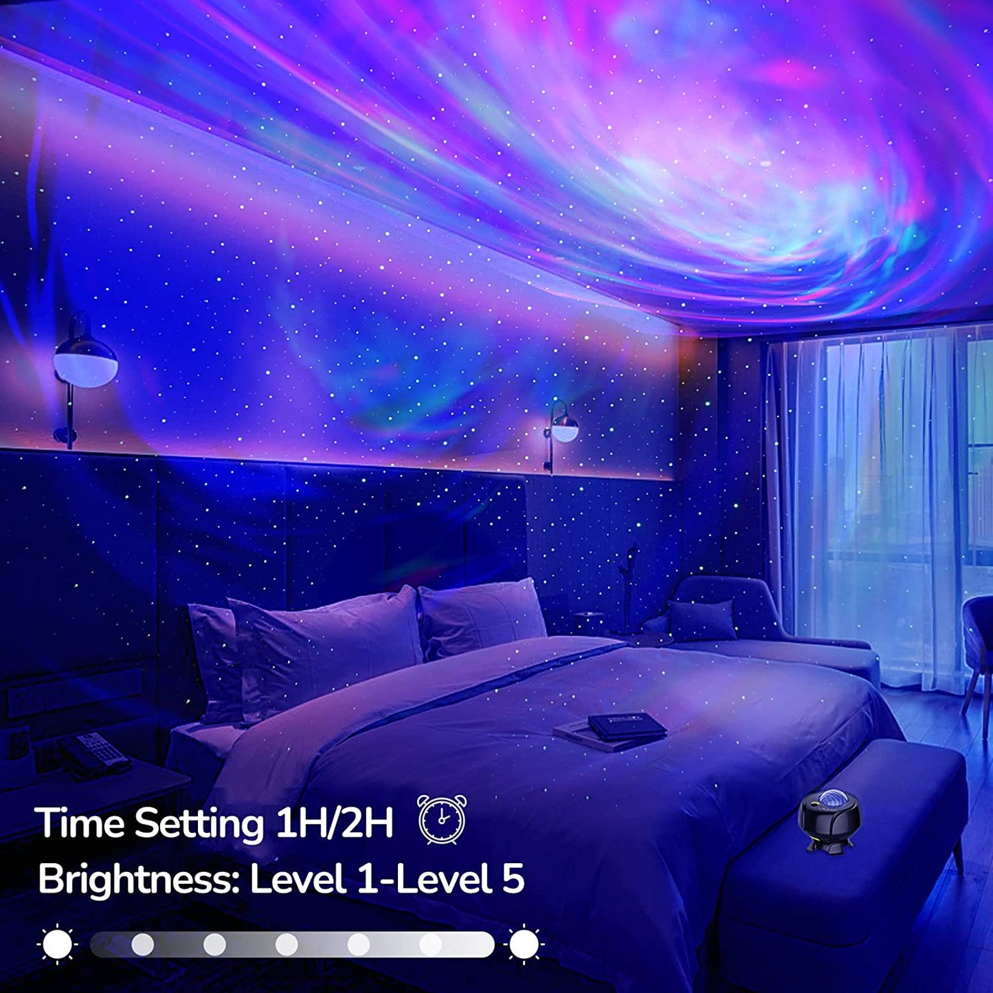 Starry Sky Projector with Bluetooth Speaker and LED Night Light