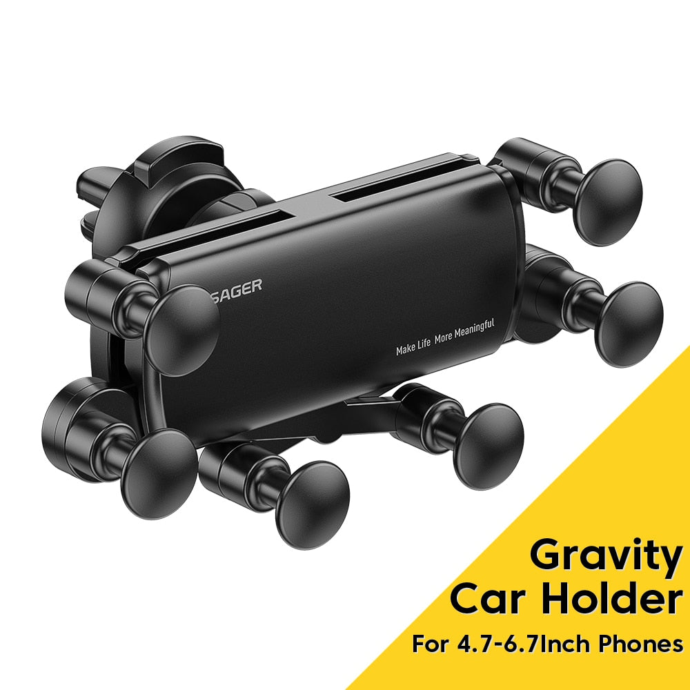 Six Points Gravity Air Vent Car Smartphone Holder Support with Clip