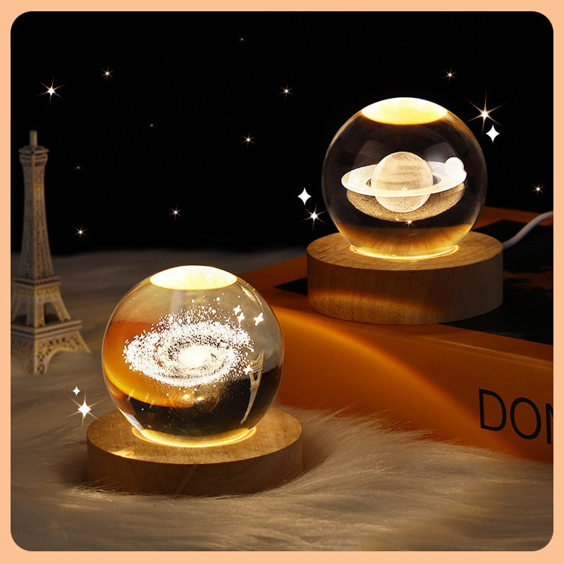 Galaxy Planetary Crystal Ball Night Light - USB Powered