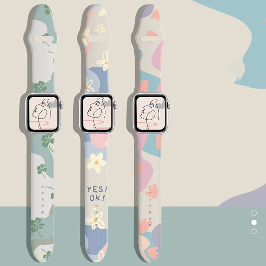 Printing Silicone Apple Watch Band - Multiple Sizes and Models - iWatch 8 7 6 SE 5 4 3 Ultra 41mm 45mm