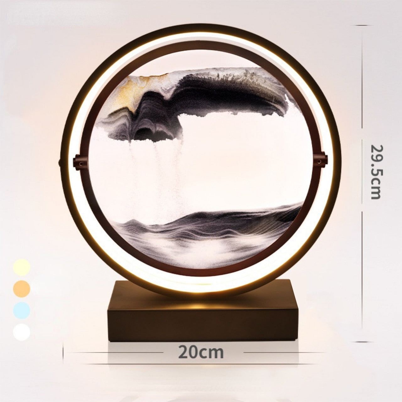 Flowing Sand Table Lamp 360 Rotatable Moving Sand Decorative Art with Metal Frame LED Light