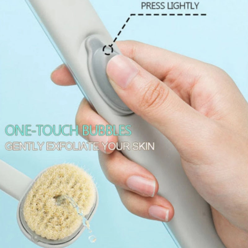 Long Handle Liquid Bath Brush - Exfoliate and Cleanse Skin for the Ultimate Shower Experience