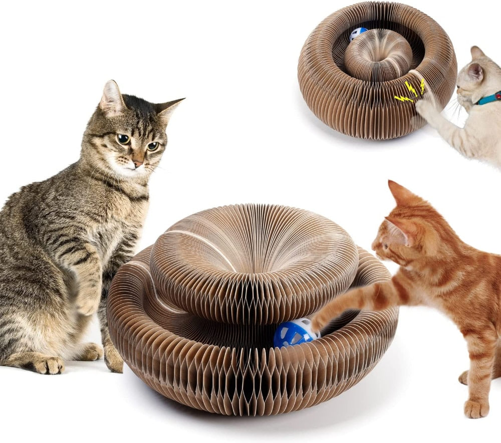 Interactive Cat Scratching Board with Toy Bell - Foldable and Fun for Cats