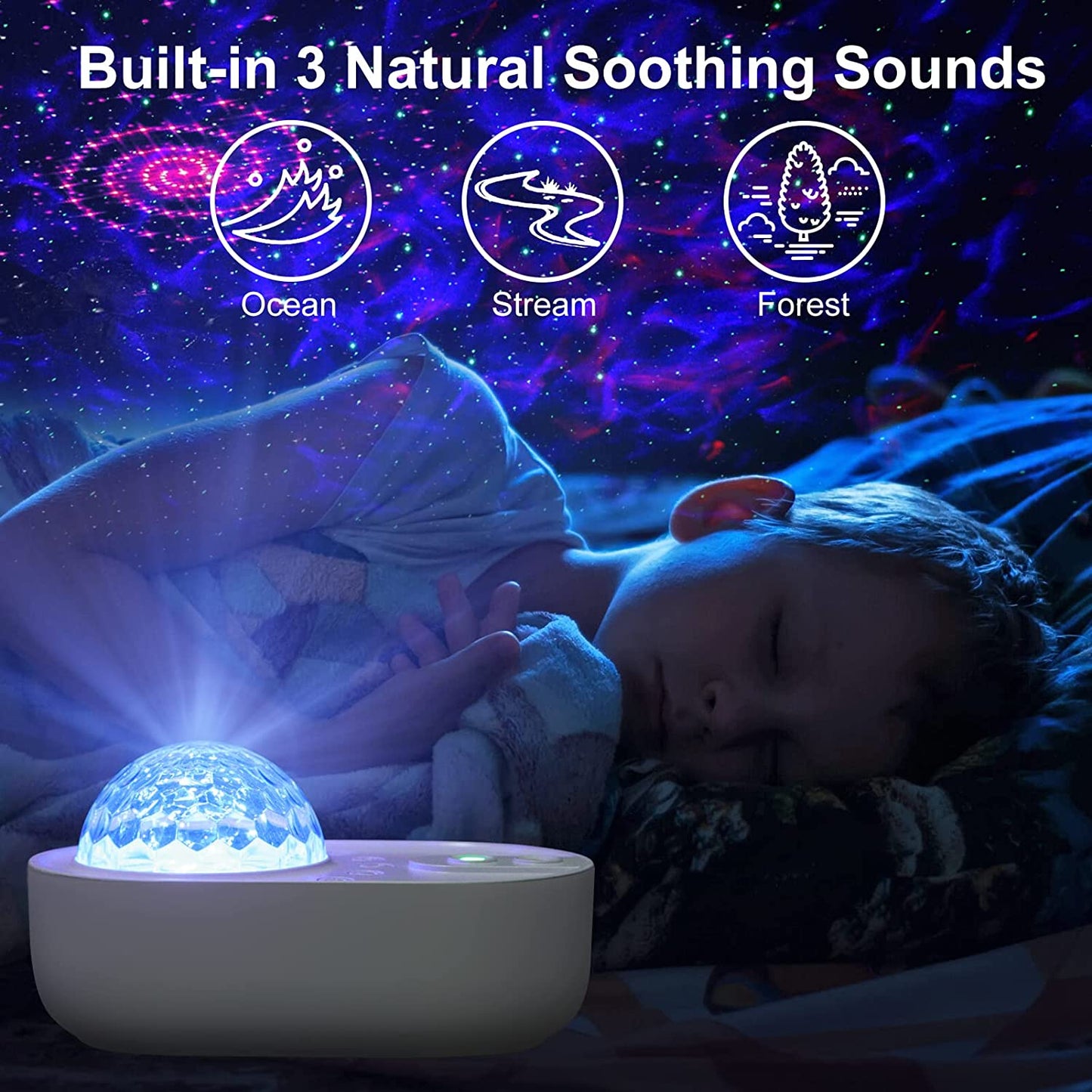 Spaceship Bluetooth Music Speaker Starry Sky Projector Night Light with Remote