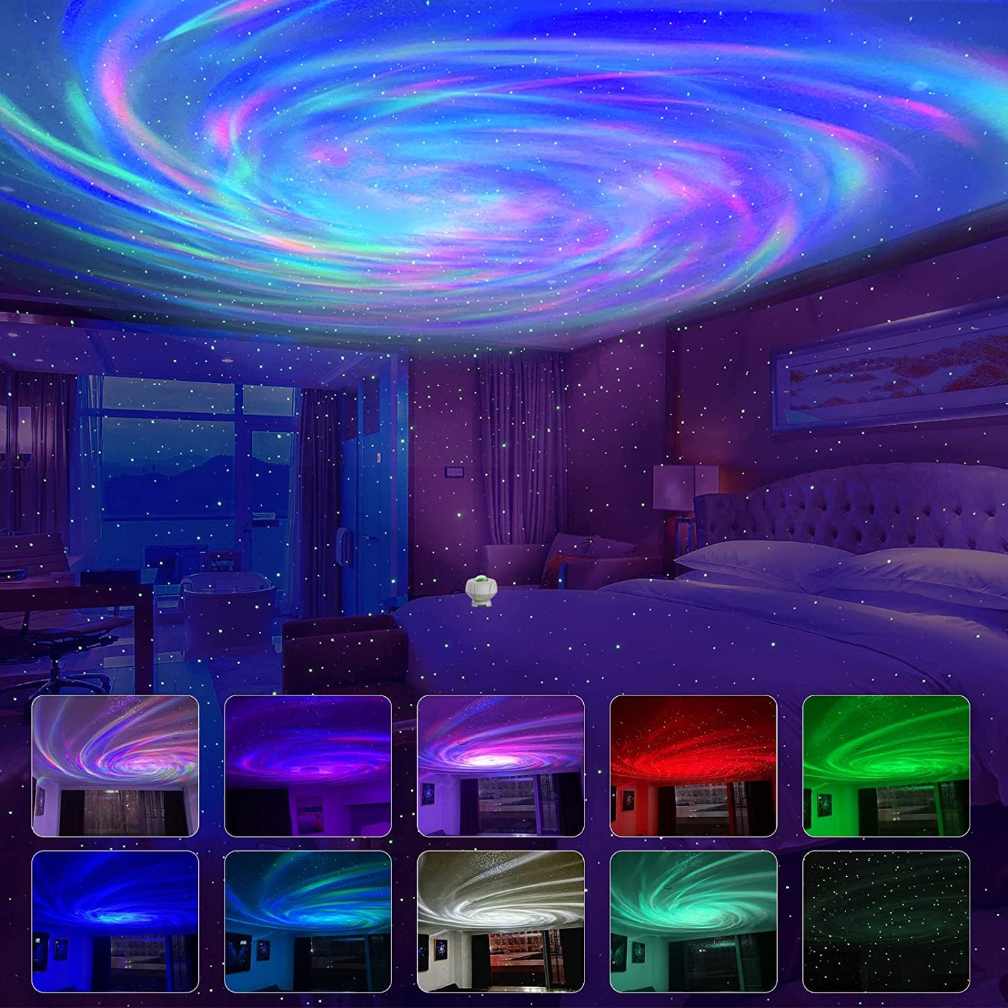 Starry Sky Projector with Bluetooth Speaker and LED Night Light