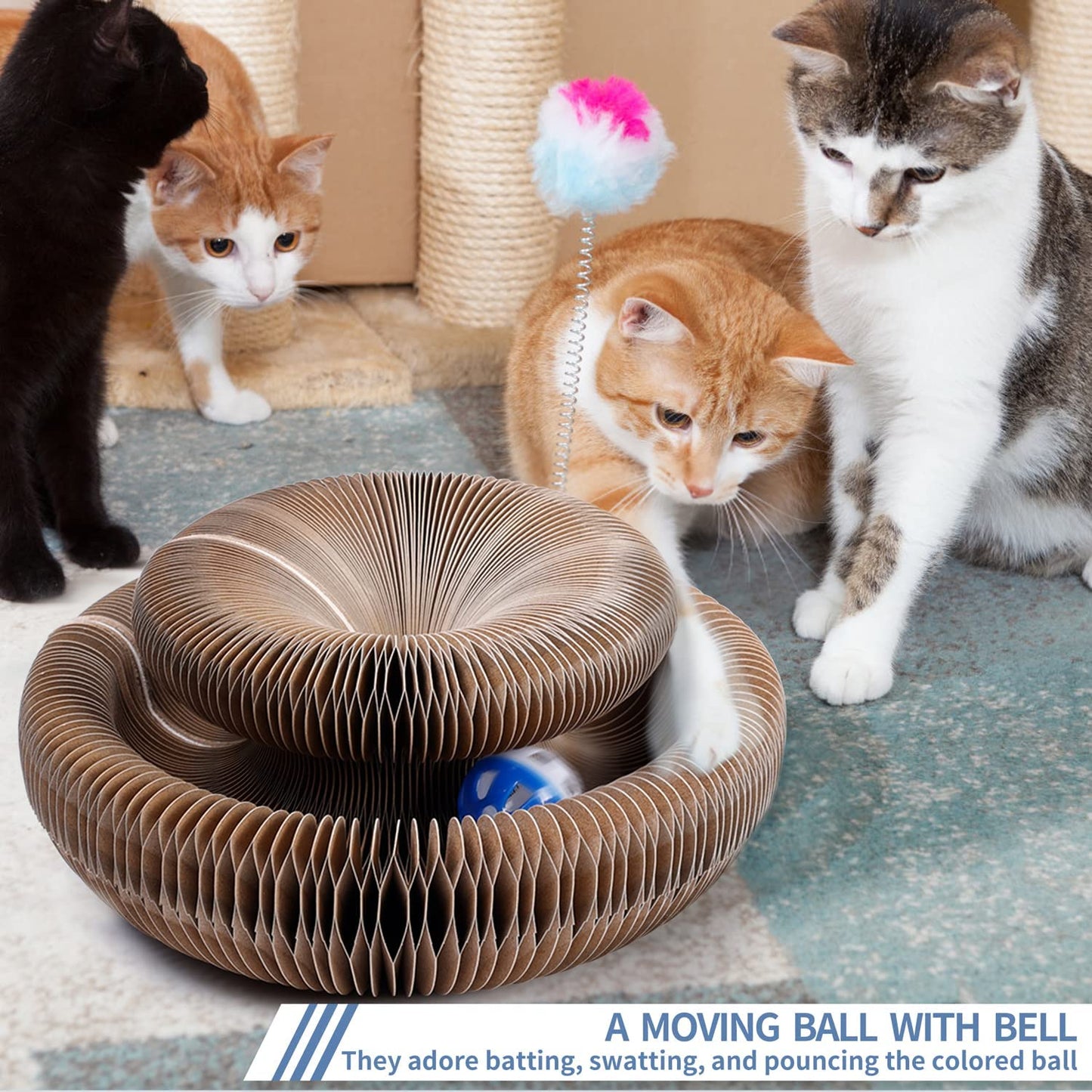 Interactive Cat Scratching Board with Toy Bell - Foldable and Fun for Cats