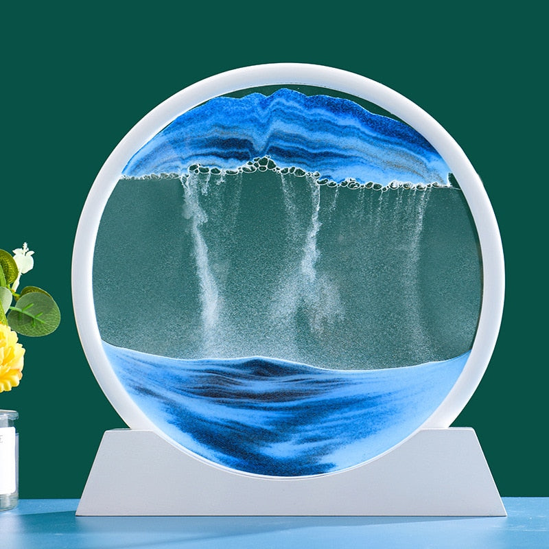 Flowing Sand Hourglass Art Picture Lamp - Sand Painting Liquid Motion Decor 3D Sandscape