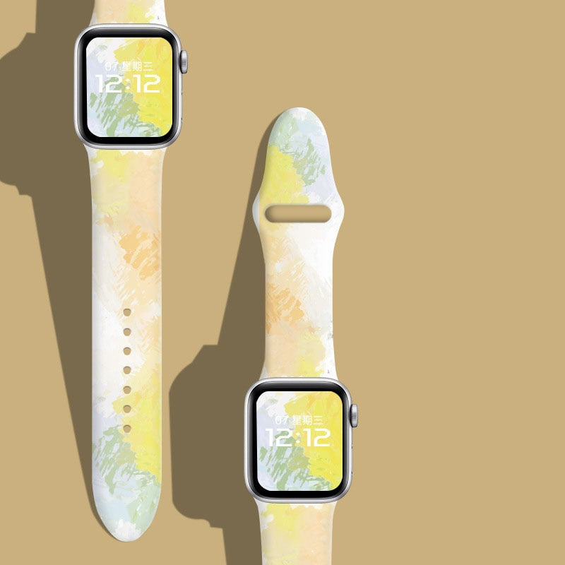 Printing Silicone Apple Watch Band - Multiple Sizes and Models - iWatch 8 7 6 SE 5 4 3 Ultra 41mm 45mm