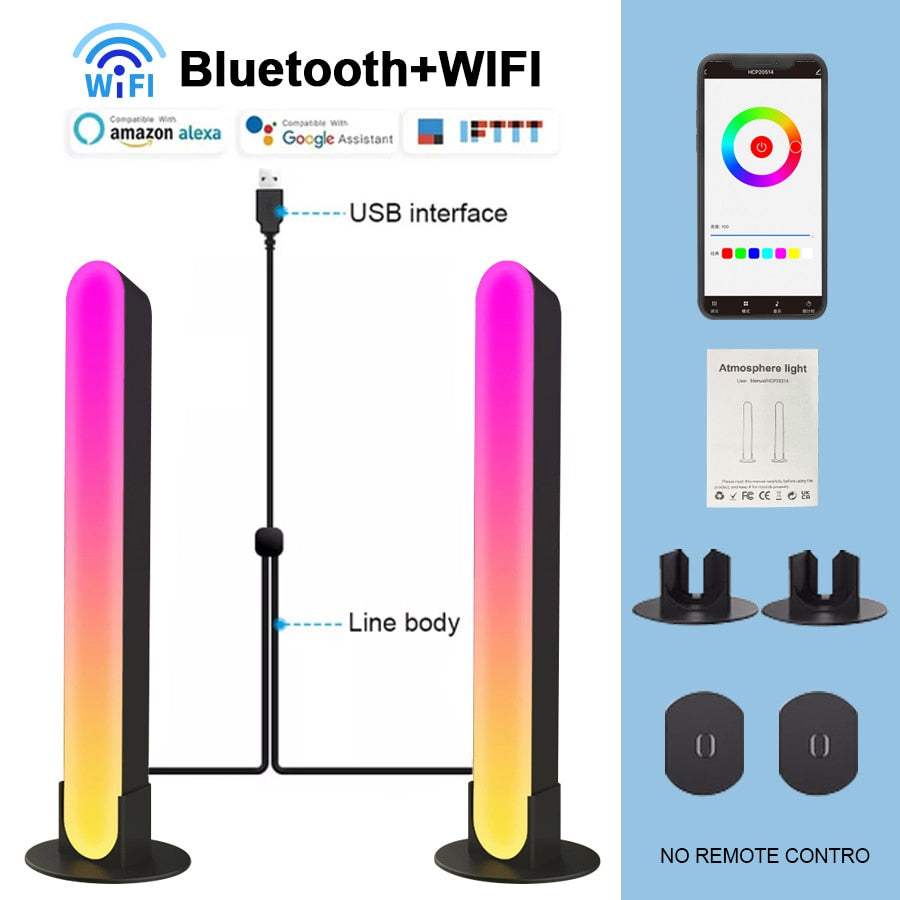 Smart WiFi LED Night Light with Bluetooth Control for Ambient TV Wall and Computer Game Room Decor