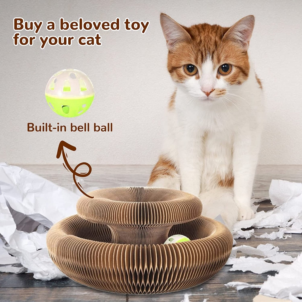 Interactive Cat Scratching Board with Toy Bell - Foldable and Fun for Cats