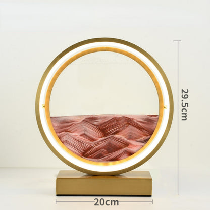 Flowing Sand Table Lamp 360 Rotatable Moving Sand Decorative Art with Metal Frame LED Light