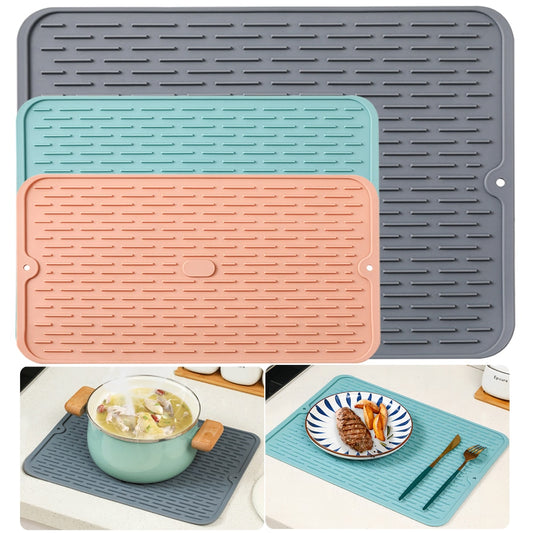 Non-Slip Silicone Drainer Mat - Large Size | Heat Resistant, Waterproof, and Stylish Countertop Dish Drying Pad