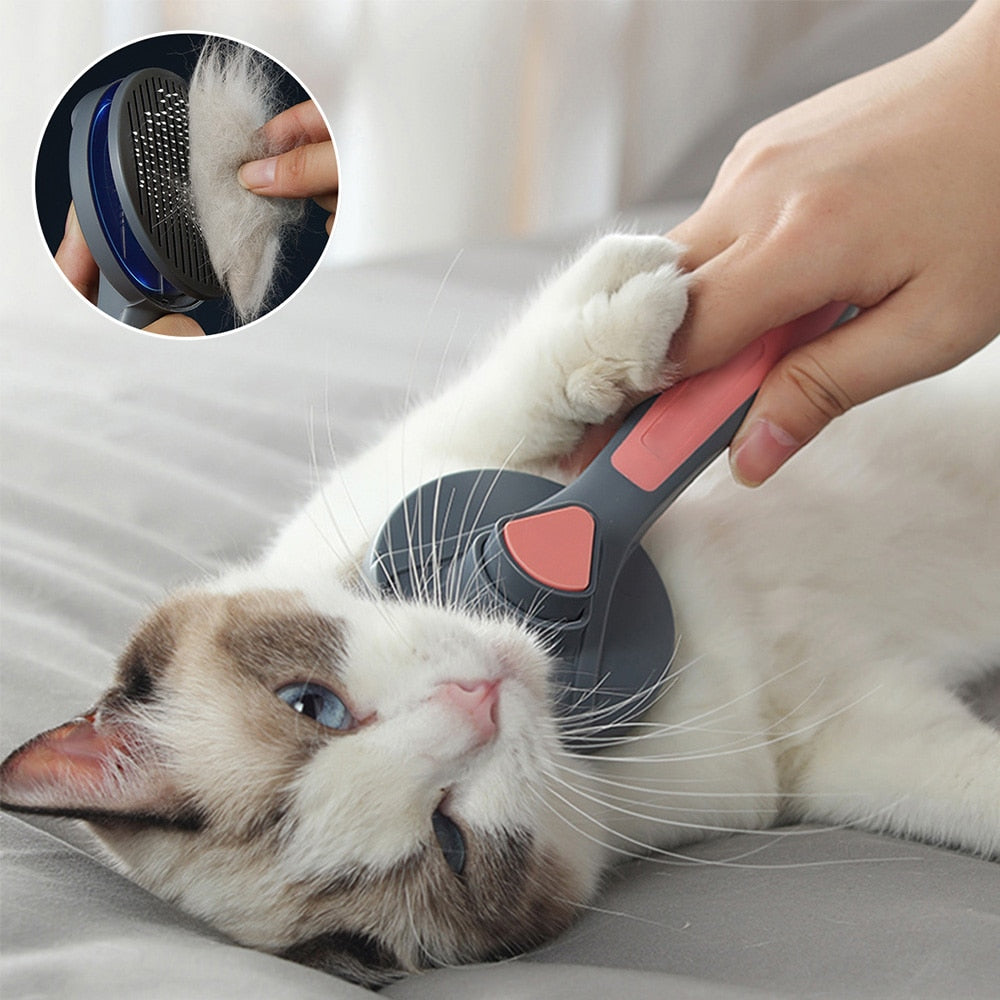 Efficient Pet Grooming Cat Comb Brush | Self-Cleaning Hair Remover for Dogs & Cats | Premium Pet Hair Cleaner | Cat & Dog Supplies