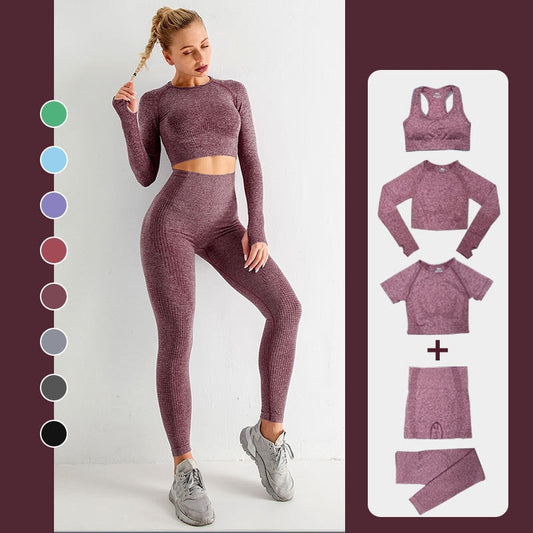 S/M Women's 2-Piece Workout Set - Crop Top & Seamless Leggings | Fitness & Yoga Sportswear.