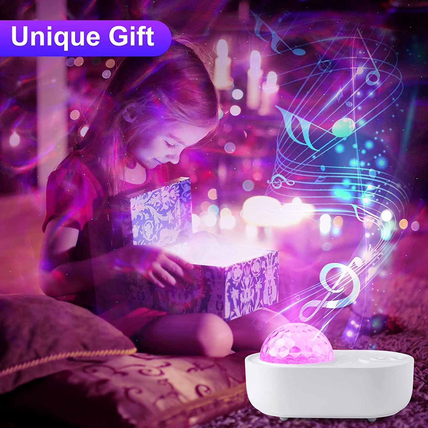 Spaceship Bluetooth Music Speaker Starry Sky Projector Night Light with Remote