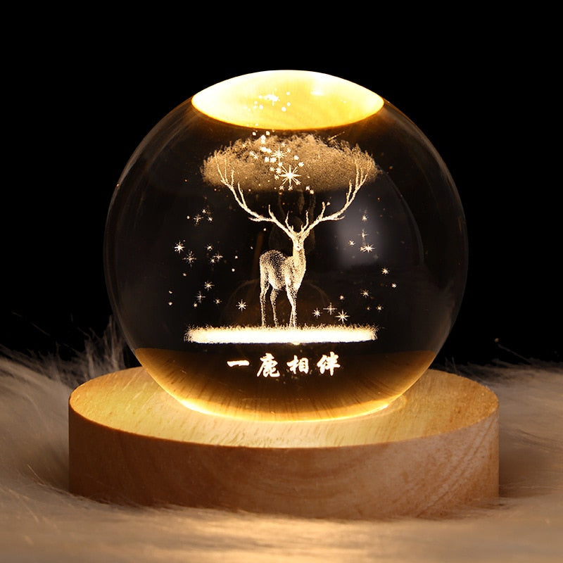 Galaxy Planetary Crystal Ball Night Light - USB Powered