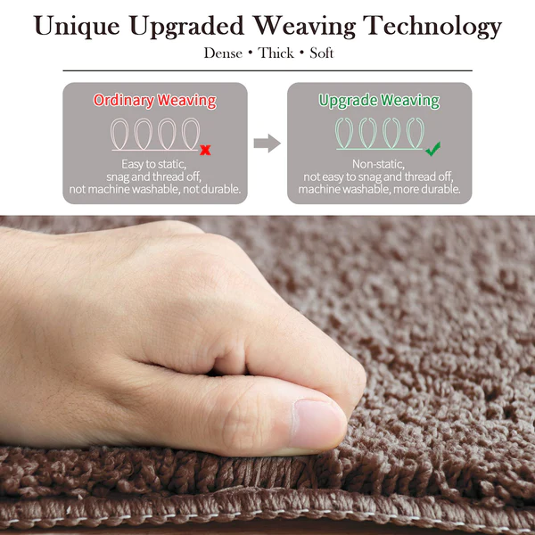 Non-slip 60x40 cm Bath Mat, Water Absorbent Bathroom Quick-drying Machine-Washable - Dark Brown