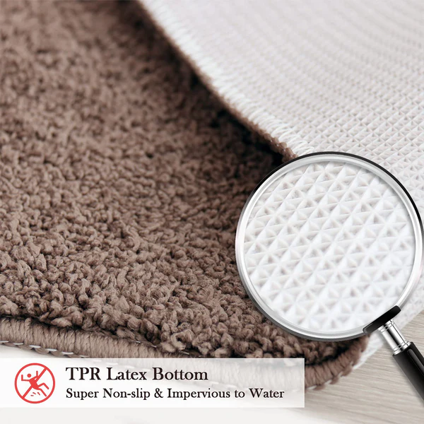 Non-slip 60x40 cm Bath Mat, Water Absorbent Bathroom Quick-drying Machine-Washable - Dark Brown