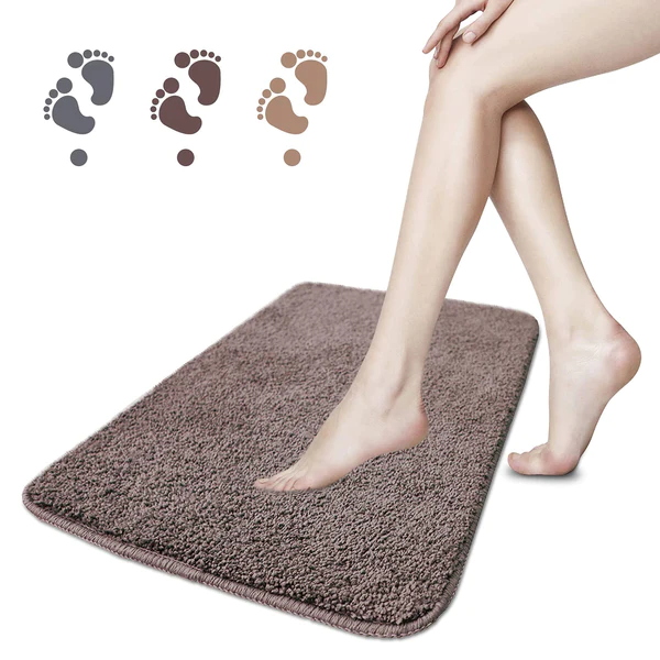 Non-slip 60x40 cm Bath Mat, Water Absorbent Bathroom Quick-drying Machine-Washable - Dark Brown