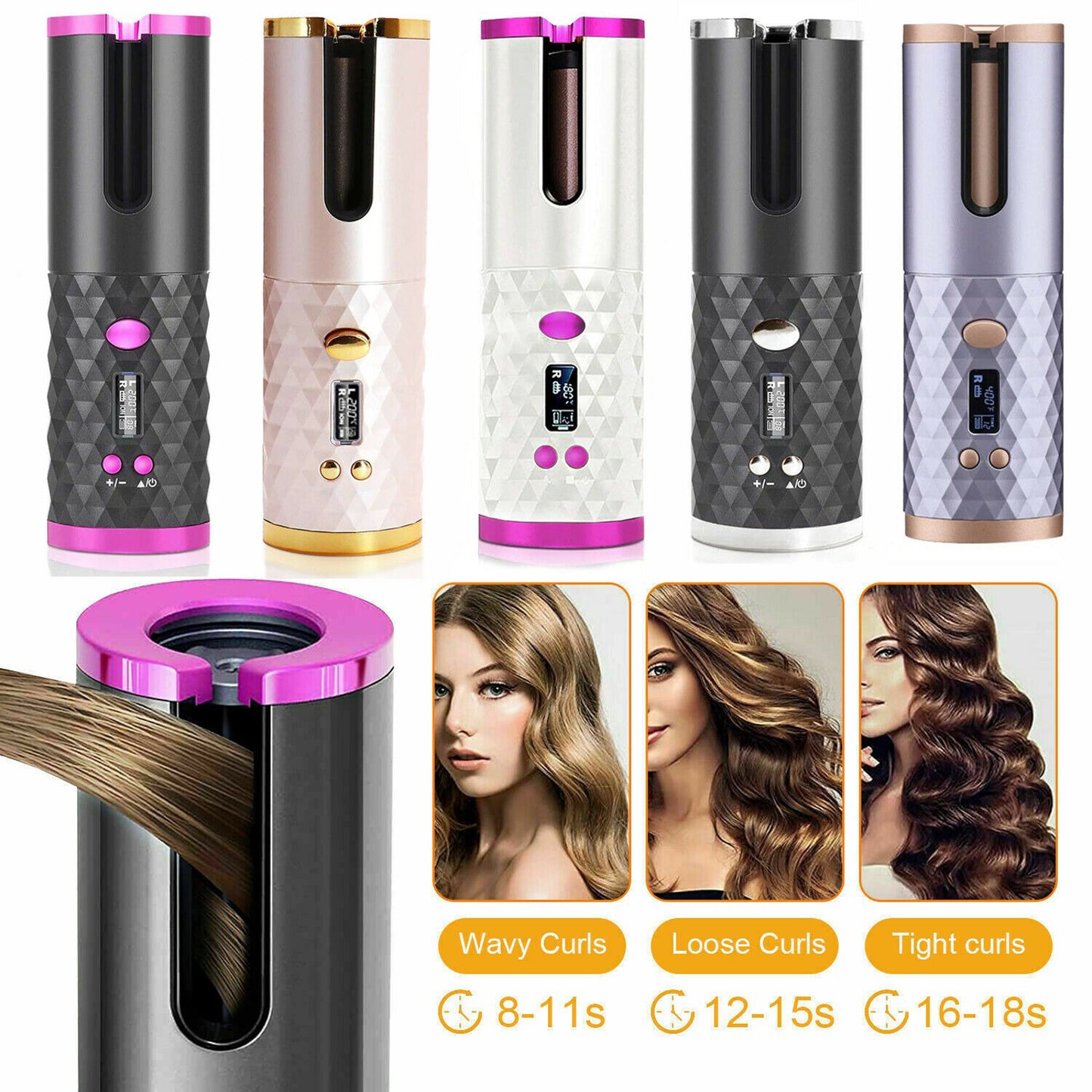 Wireless Automatic Auto-Rotating Cordless Hair Curler - 6 Colours